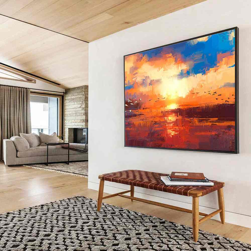 sunset bird abstract canvas design 5